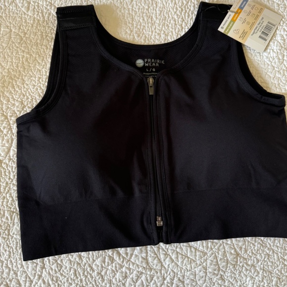 Prairie Wear HUGGER PRIMA Women L Large 38-40 Black Stretch Compression Zip Bra - Picture 11 of 15